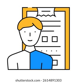 survey salesman line icon vector. survey salesman sign. isolated symbol illustration