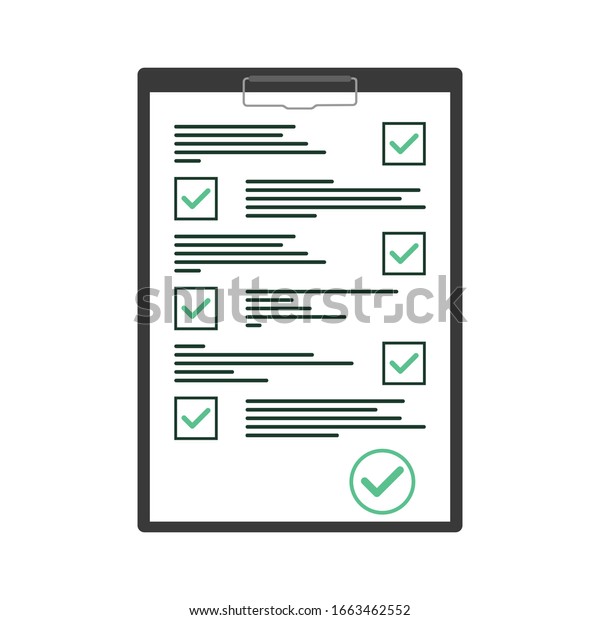 クイズチェックリストと成功結果の評価に回答したアンケートシート 教育テストのアイデア アンケート ドキュメントベクターイラストフラットスタイル のベクター画像素材 ロイヤリティフリー