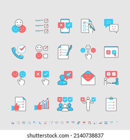 Survey simple color icons. Editable stroke.