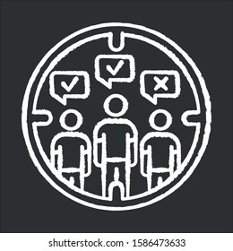 Survey Target Audience Chalk Icon. Public Opinion. Focus Group. Research. Customer Satisfaction, Review. Feedback. Data Collection. Sampling. Sociology. Isolated Vector Chalkboard Illustration