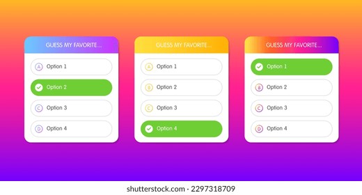 Survey template. Flat, color, poll in social networks. Vector illustration.