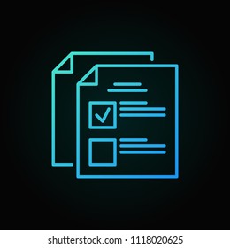 Survey or to-do list vector blue icon or sign in outline style on dark background