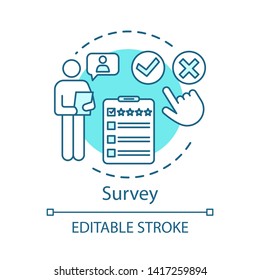 Survey Turquoise Concept Icon. Rating Satisfaction Idea Thin Line Illustration. Customer Satisfaction Questionnaire Vector Isolated Outline Drawing. Feedback With Multiple Choice. Editable Stroke