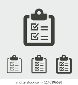 Survey vector icon. Black illustration isolated for graphic and web design.