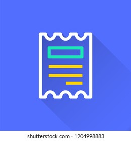 Survey vector icon with long shadow. Illustration isolated on blue background for graphic and web design.
