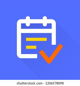 Survey vector icon with long shadow. Illustration isolated on blue background for graphic and web design.