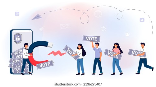 Survey vote online Election and voting Citizens choice duty in referendum Democratic as government form speech freedom Politic ballot with various options decision Flat vector illustration concept