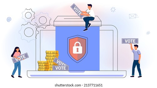 Survey vote online Election and voting Citizens choice duty in referendum Democratic as government form speech freedom Politic ballot with various options decision Flat vector illustration concept