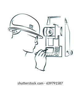 Surveying and geodetic instrument silhouette Business