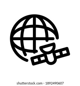 Vermessung des Satelliten-Ikons oder des Logos einzelne Zeichen-Symbol, Vektorgrafik - hochwertige Vektorsymbole in schwarzem Stil

