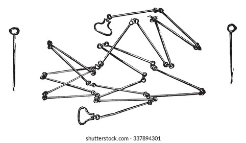 Surveyor chain, vintage engraved illustration. Industrial encyclopedia E.-O. Lami - 1875.
