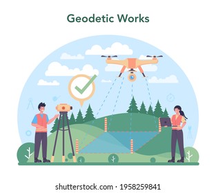 Surveyor concept. Land surveying technology, geodesy science