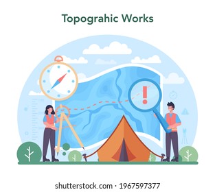 Surveyor concept. Land surveying technology, geodesy science