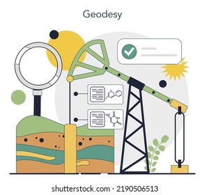 Surveyor concept. Land surveying technology, geodetic work. Construction business, mapmaking and real estate project. Geodesy topographic equipment. Flat vector illustration