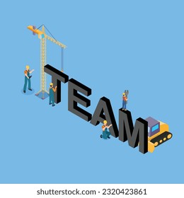 Surveyor engineers with equipment isometric 3d vector illustration concept for banner, website, illustration, landing page, flyer, etc