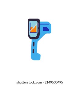 Surveyor equipment or controller device for cartographic works, flat vector illustration isolated on white background. Geodetic and geological researches equipment.