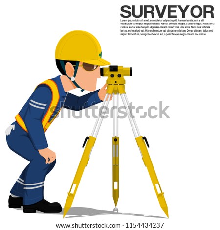 Surveyor Operating Optical Level On Transparent Stock Vector - a surveyor is operating the optical level on transparent background vector