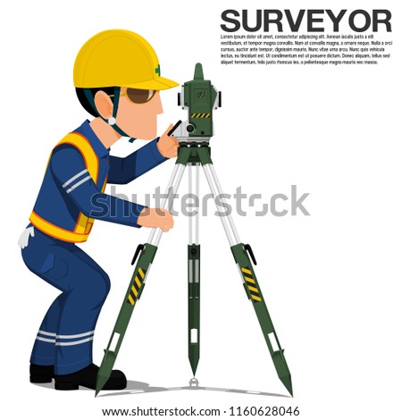 Surveyor Operating Theodolite On Transparent Background Stock Vector - a surveyor is operating the theodolite on transparent background vector