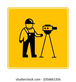 surveyor symbol in yellow background