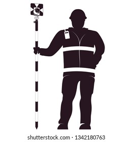 Surveyor in uniform with a working tool in his hand