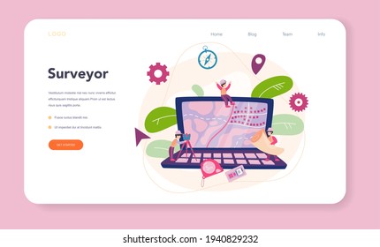 Surveyor web banner or landing page. Geodesy science , land