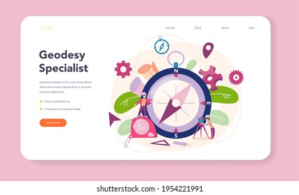 Surveyor web banner or landing page. Geodesy science , land