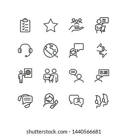 Surveys line icon set. Rate, evaluation, comment, operator. Customer service concept. Can be used for topics like review, feedback, call center, support service