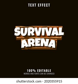 survival arena wooden logo title text effect