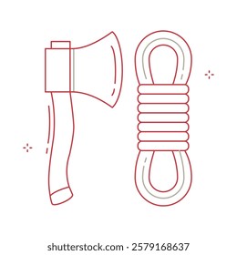 Survival Axe with Rope Vector Icon Design