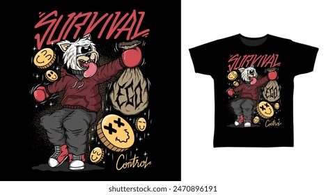 Survival Ego Cat Monster Illustration Tshirt Pop Art Designs.