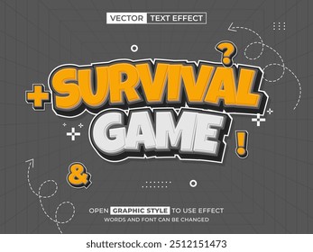 survival game editable text, font effect, 3d text for title