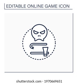 Survival horror games line icon. Hostile, open-world environments. Minimal equipment. Run away from monsters. Online game concept. Isolated vector illustration.Editable stroke