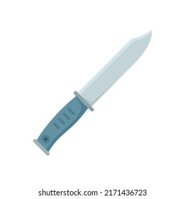 Icono de cuchillo de caza sobreviviente. Ilustración plana del icono del vector del cuchillo de caza de supervivencia aislado en fondo blanco