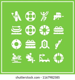 survival icon. 16 survival vector set. lifesaver, lifebuoy, multitool and lifeboat icons for web and design about survival theme