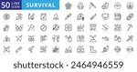 Survival icon set with self-preservation, safety, destroy, life extension, longevity, skill and technique.