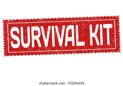 Survival Kit Grunge Rubber Stamp On White Background, Vector Illustration