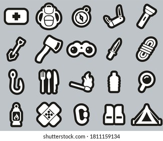 Survival Kit Icon Black White Sticker Set Big