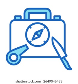 Survival Kit Icon Blue Vector Illustration