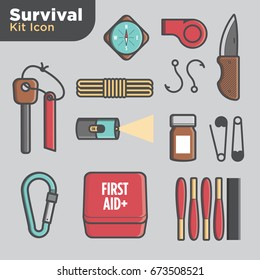 Survival Kit Icon Set