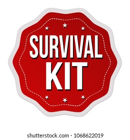 Survival Kit Label Or Sticker On White Background, Vector Illustration