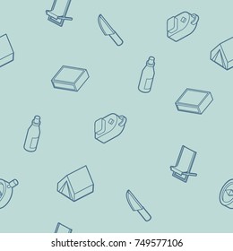 Survival kit outline isometric icons pattern. Vector illustration, EPS 10