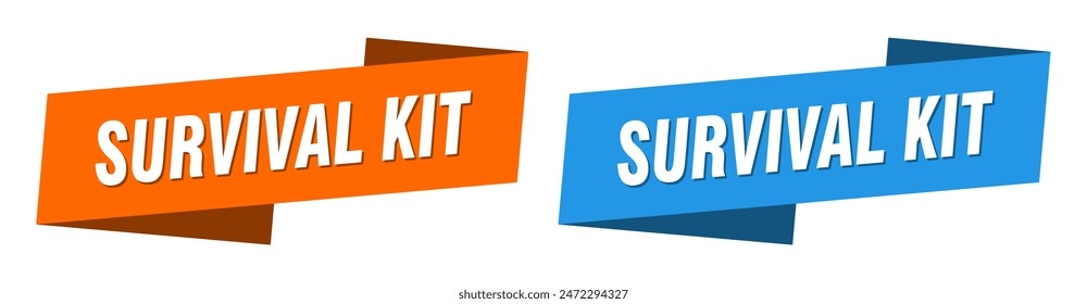 survival kit ribbon label sign set. survival kit banner