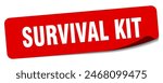 survival kit sticker. survival kit rectangular label isolated on white background