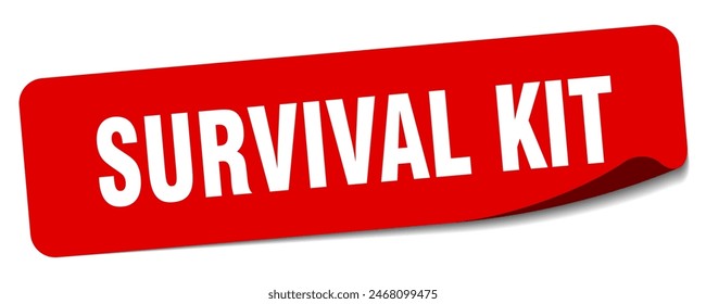 survival kit sticker. survival kit rectangular label isolated on white background