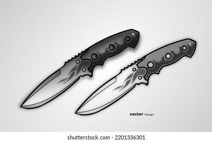 diseño vectorial de boceto de cuchillo de supervivencia para contenido de bushcraft de naturaleza del ejército o cualquier cosa