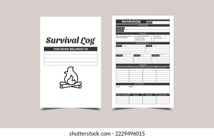 SURVIVAL LOG book planner. KDP Interior