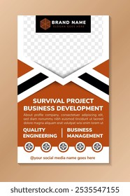 survival project business development roll up banner vertical template design, for brochure, flyer. modern x banner and flag banner advertising with photo space. vector illustration. black and brown