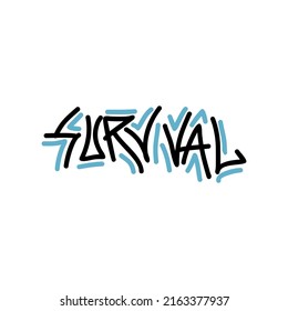 Survival Typography V21 Patch Streetwear, Urban Design Patch Black and Blue Color Patch Commercial Use