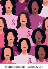 Survival women in breast cancer awareness month illustration.