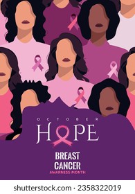 Survival women in breast cancer awareness month illustration.